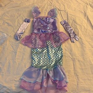 Toddler girl Costume Purple and Blue Mermaid with Gloves for 4T -5T